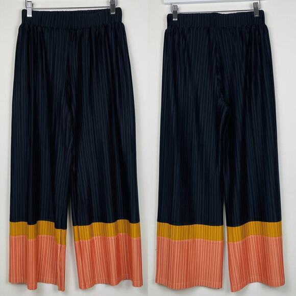 Anthropologie Dolan wide leg trouser black orange elastic waistband size XS - Picture 1 of 5